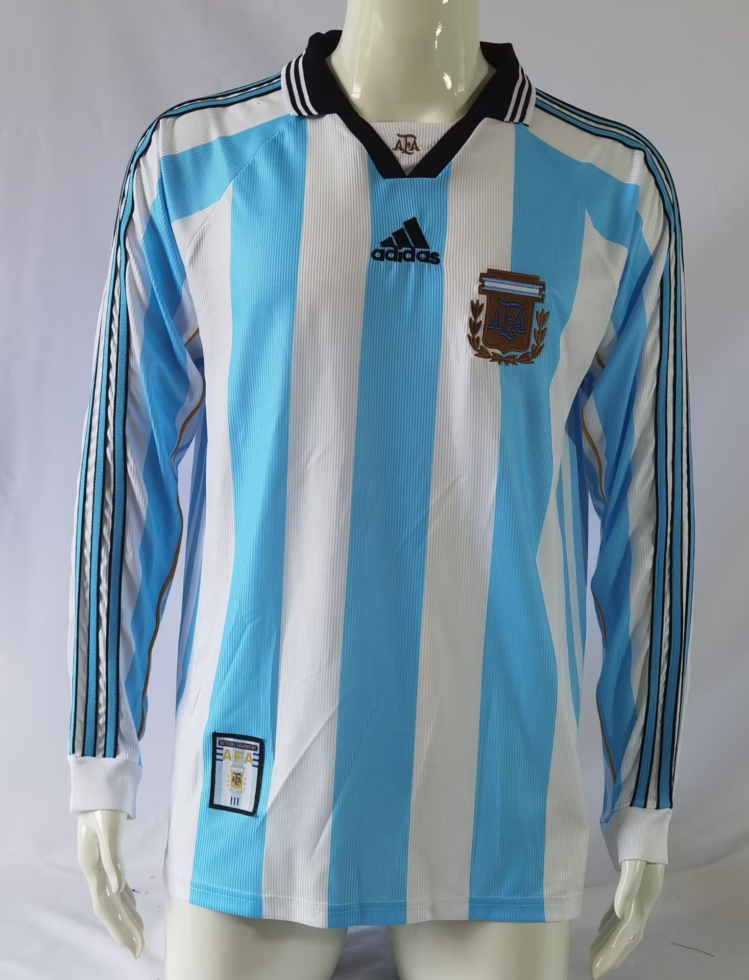 Argentina 1998 Home Retro Long Sleeve Men Jersey – Sky Blue