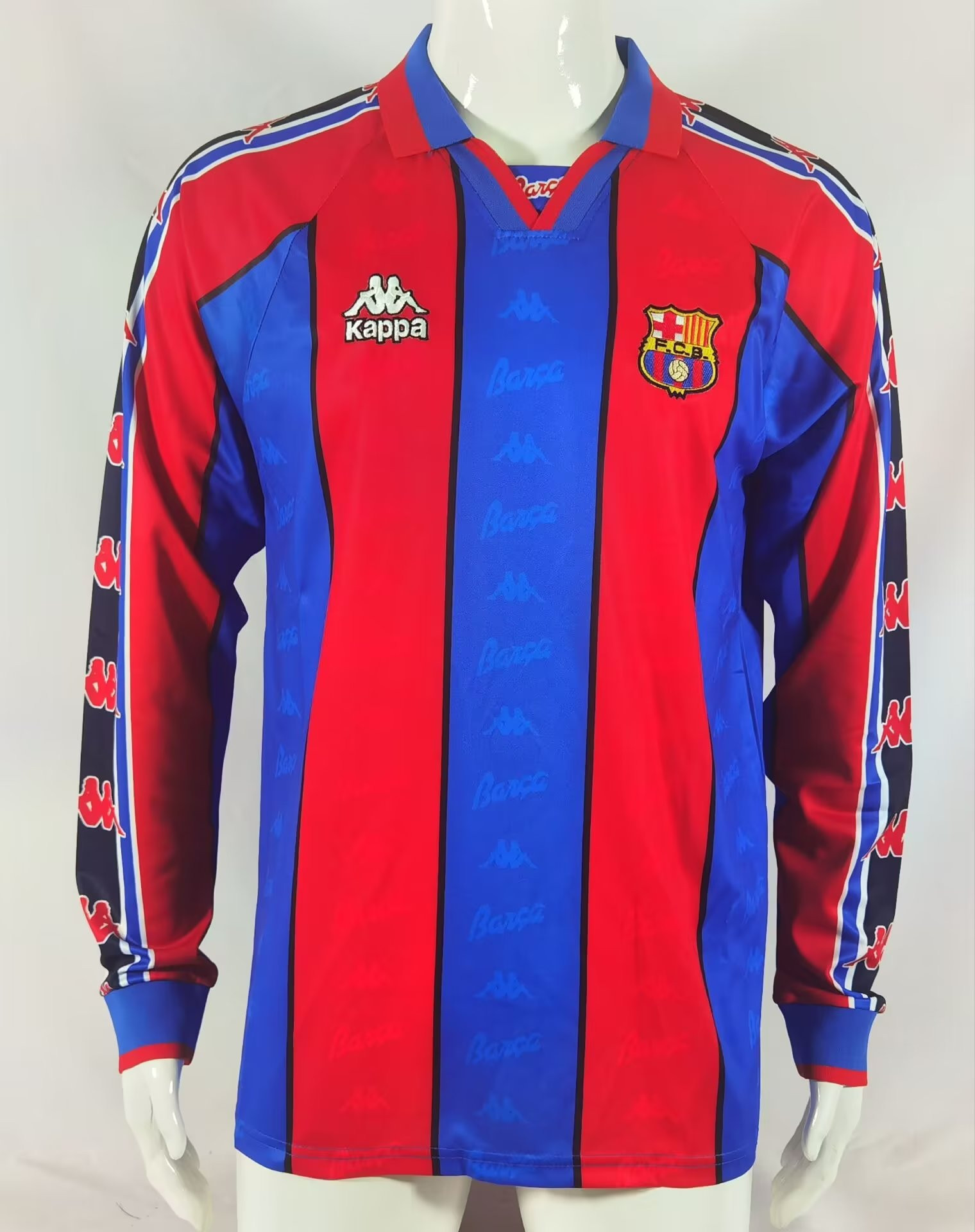 Barcelona 1995/97 Home Retro Long Sleeve Men Jersey – Blue/Red