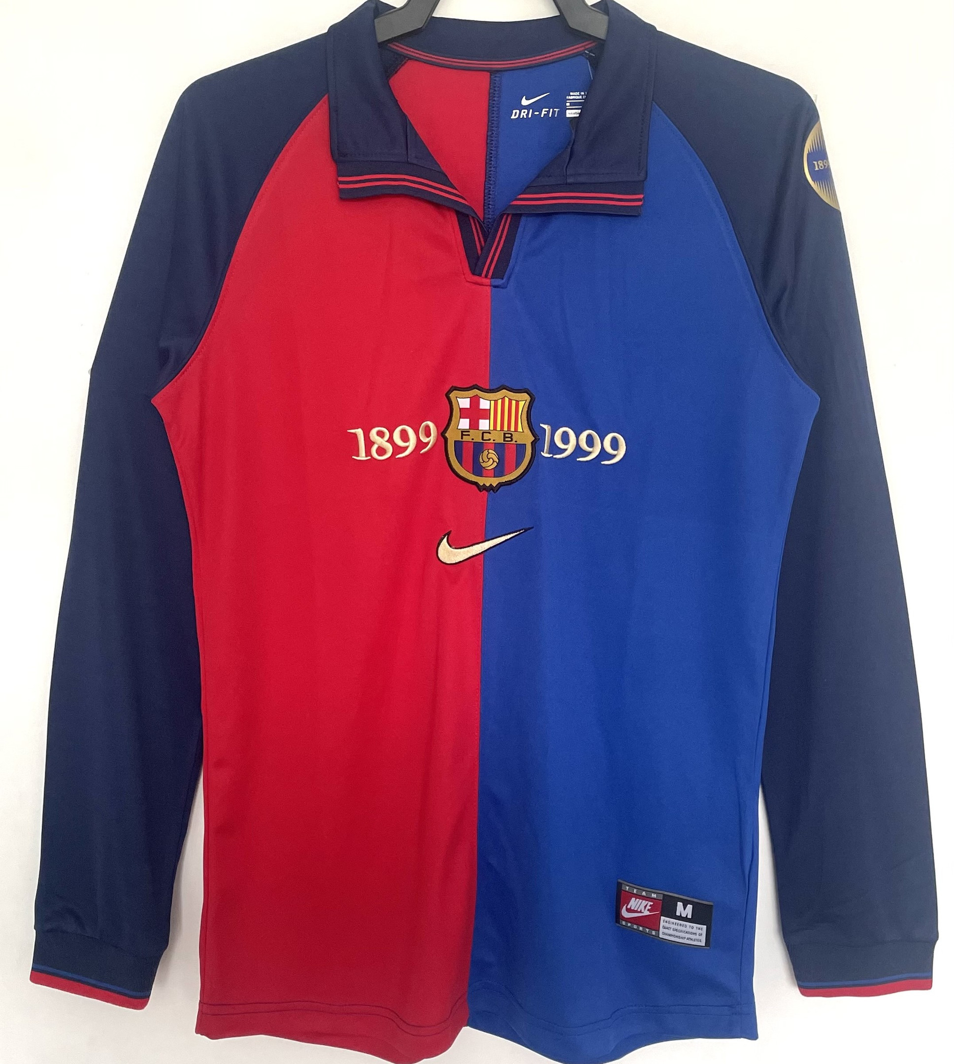 Barcelona 1999/2000 100th Anniversary Home Retro Long Sleeve Men Jersey – Blue
