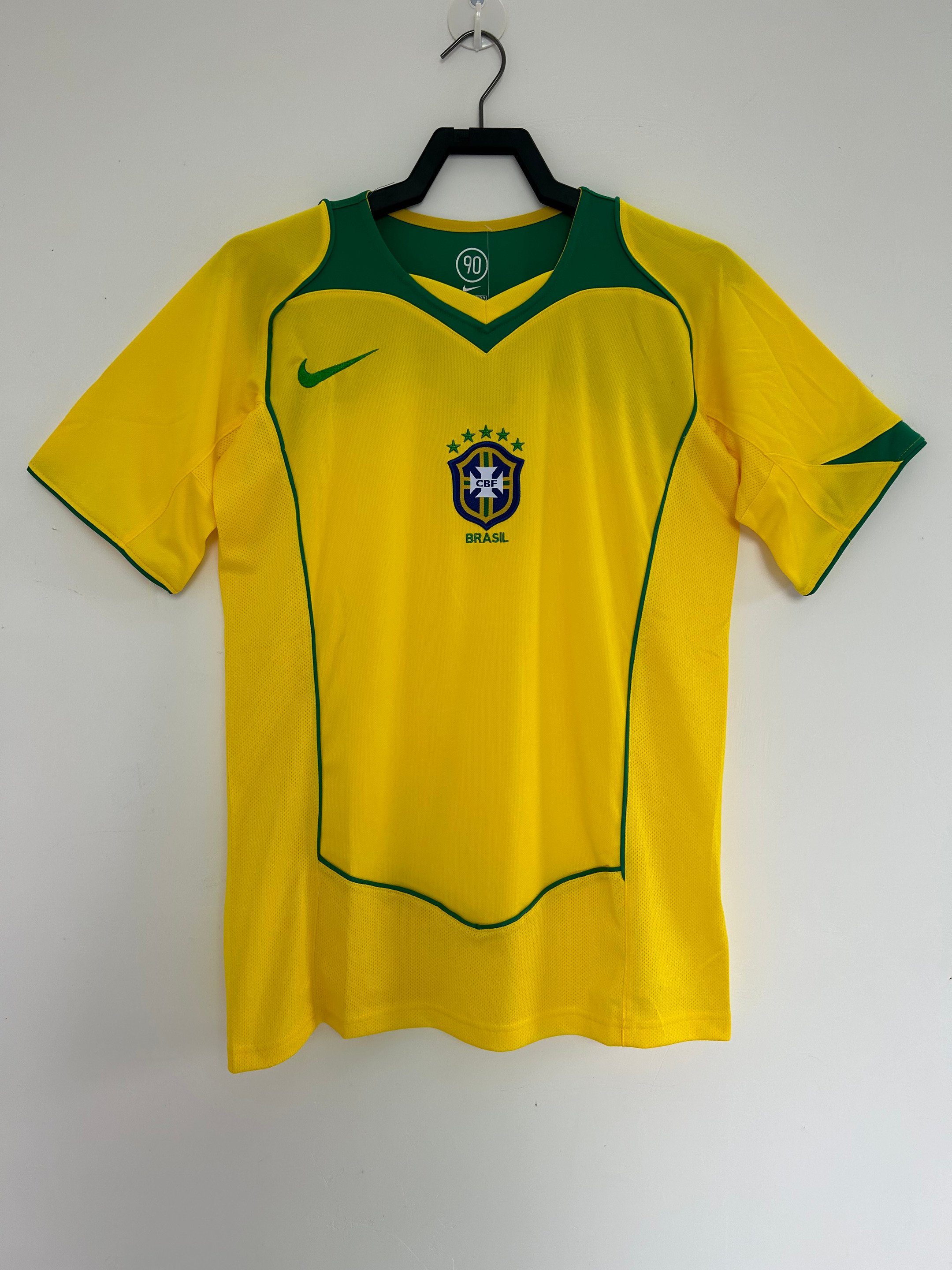 Brazil 2004 Home Retro Jersey – Men, Yellow