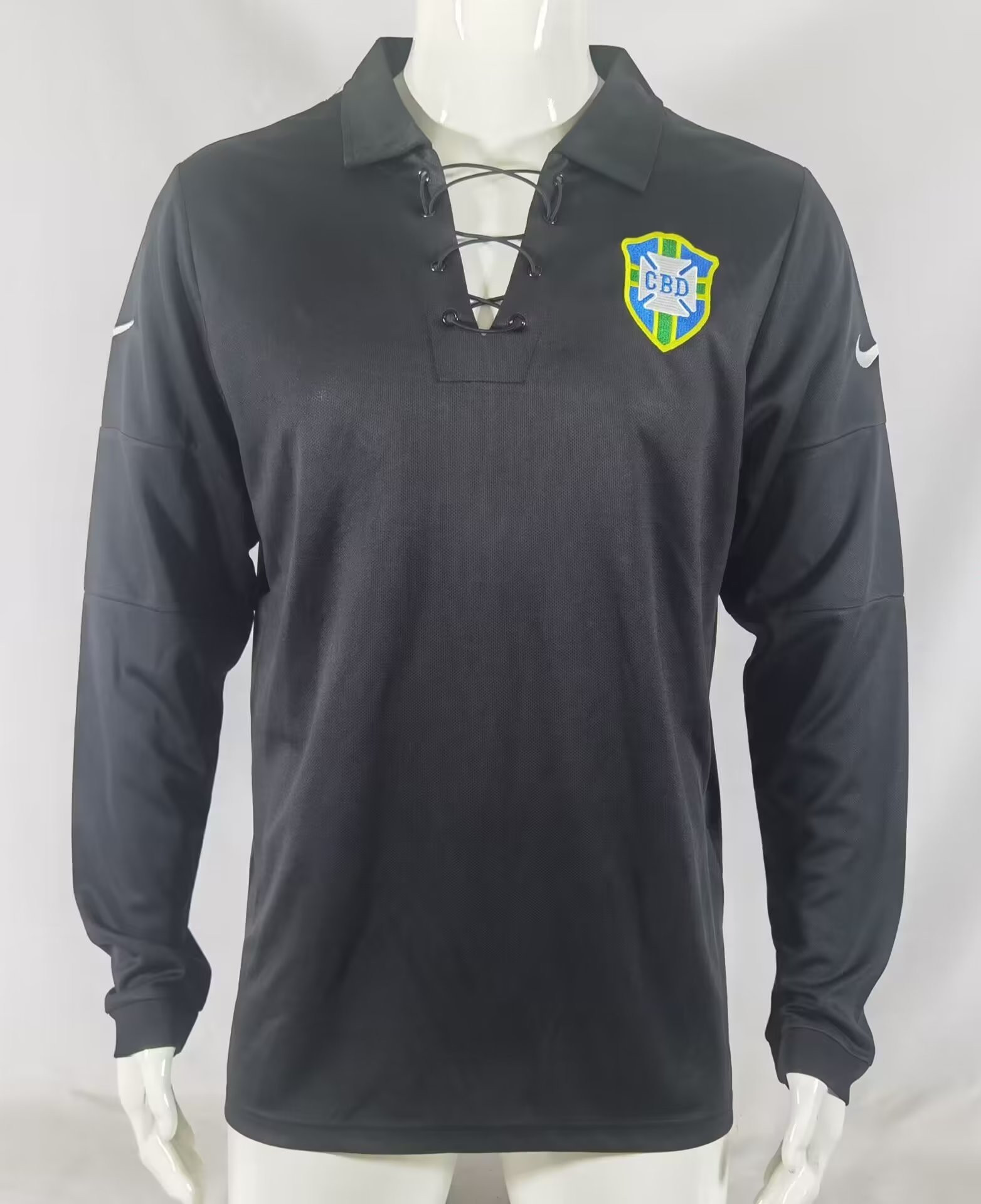 Brazil 2004 Special Edition Retro Long Sleeve Men Jersey – Black