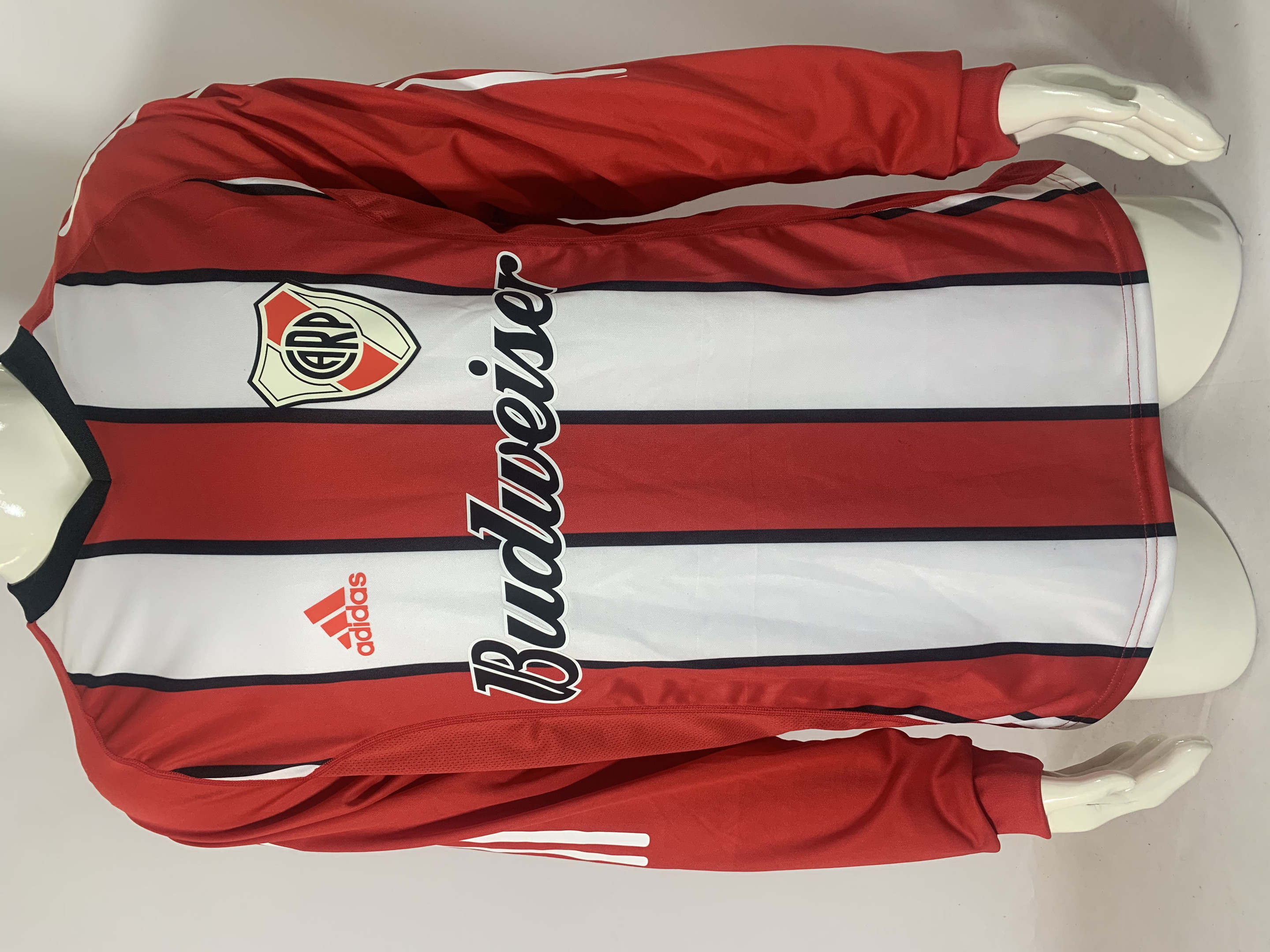 Club Atlético River Plate 2003/04 Away Retro Long Sleeve Double Layer Men Jersey – Red/White