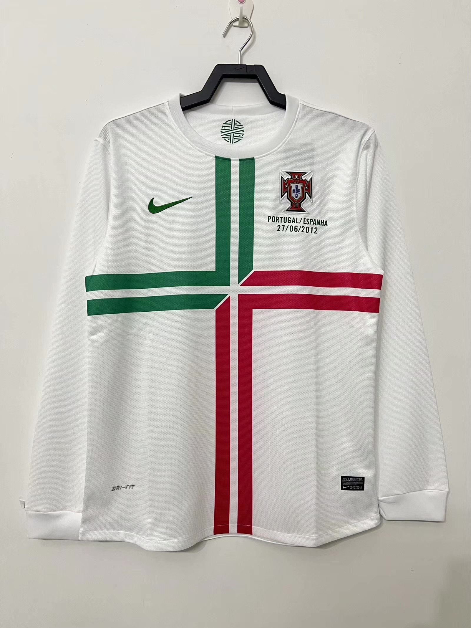 Portugal 2012 Away Retro Jersey Men – Long Sleeve, White