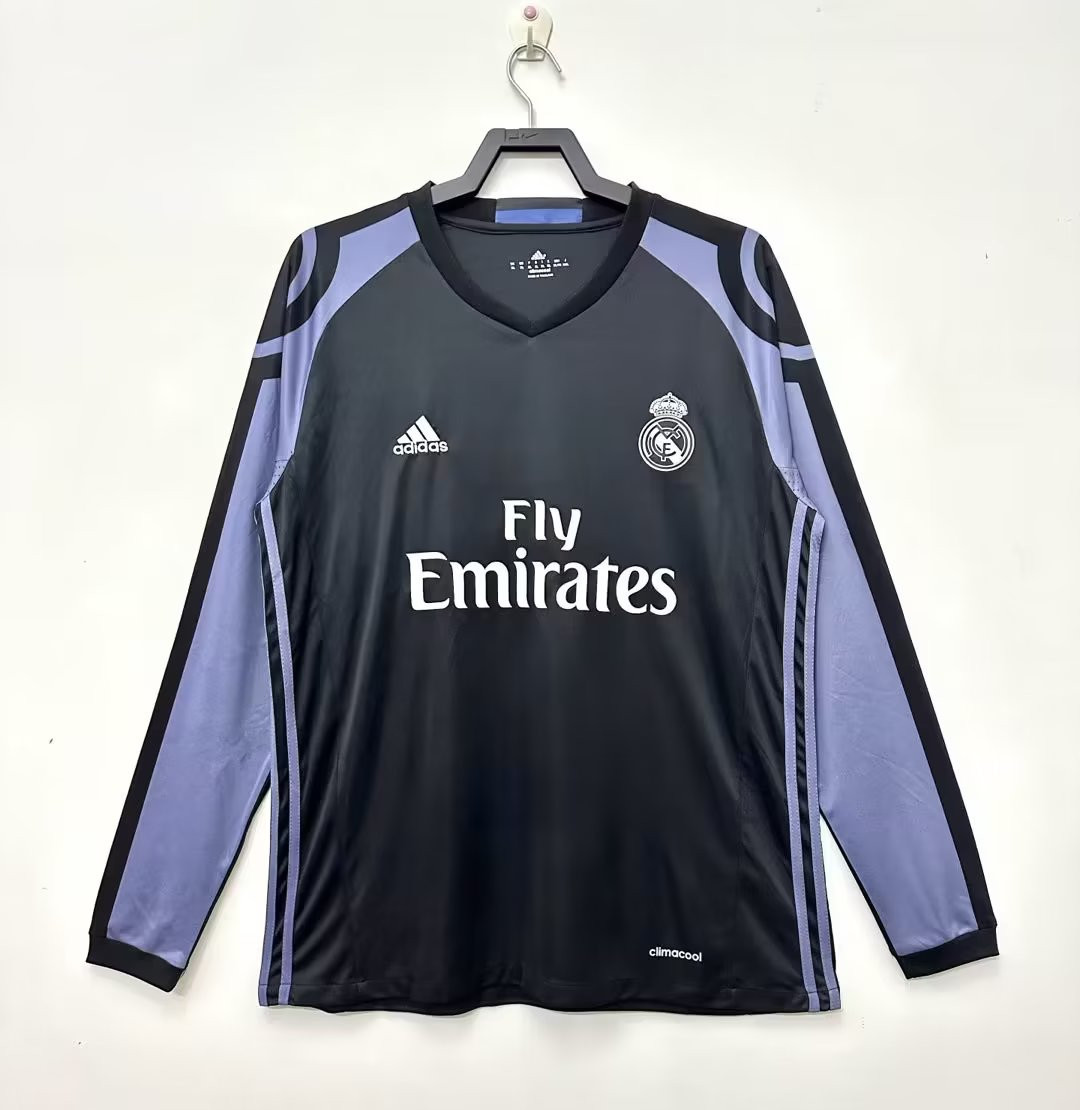 Real Madrid 2016/17 Third Retro Long Sleeve Men Jersey – Black
