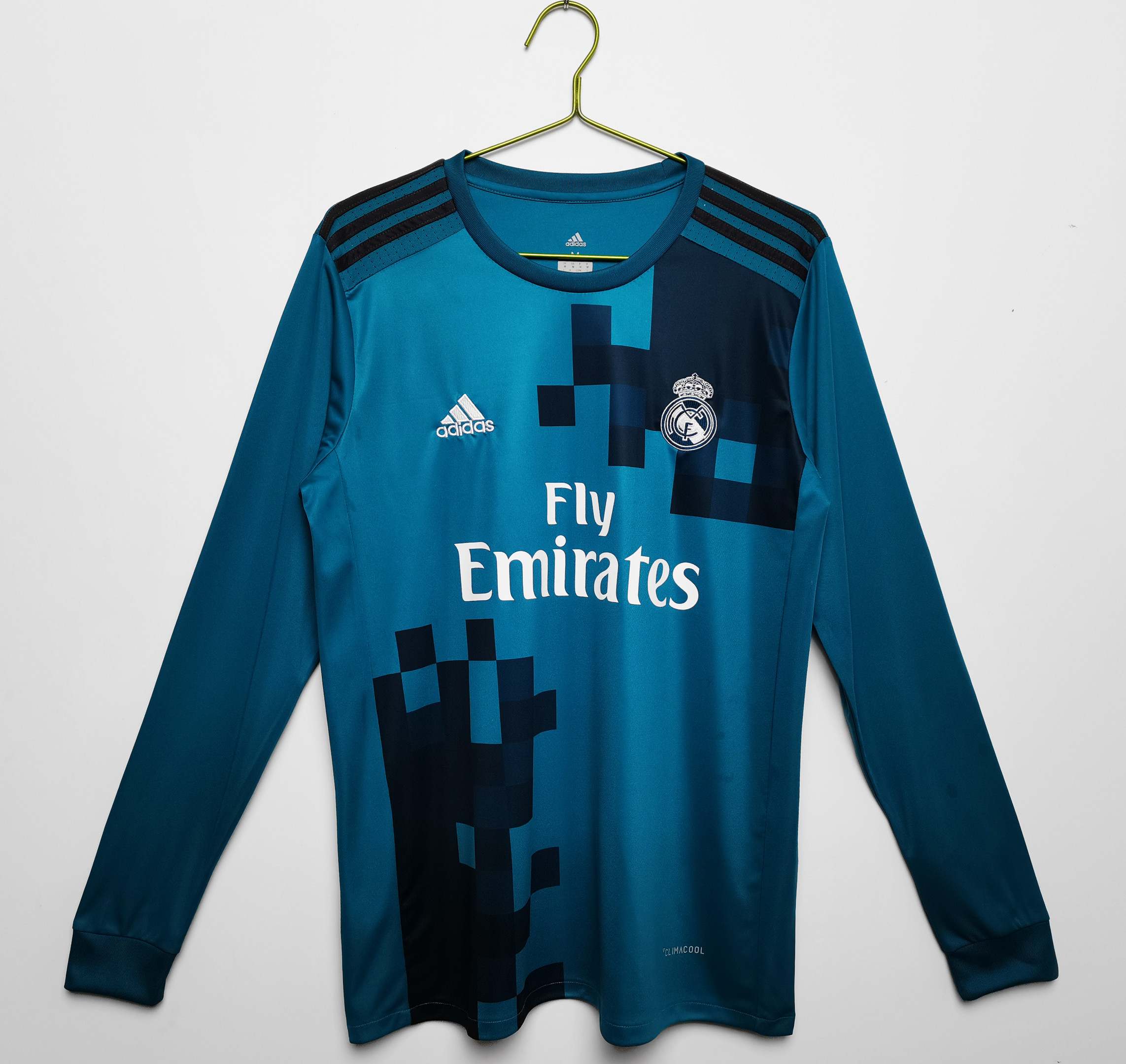 Real Madrid 2017/18 Third Retro Long Sleeve Men Jersey – Aqua