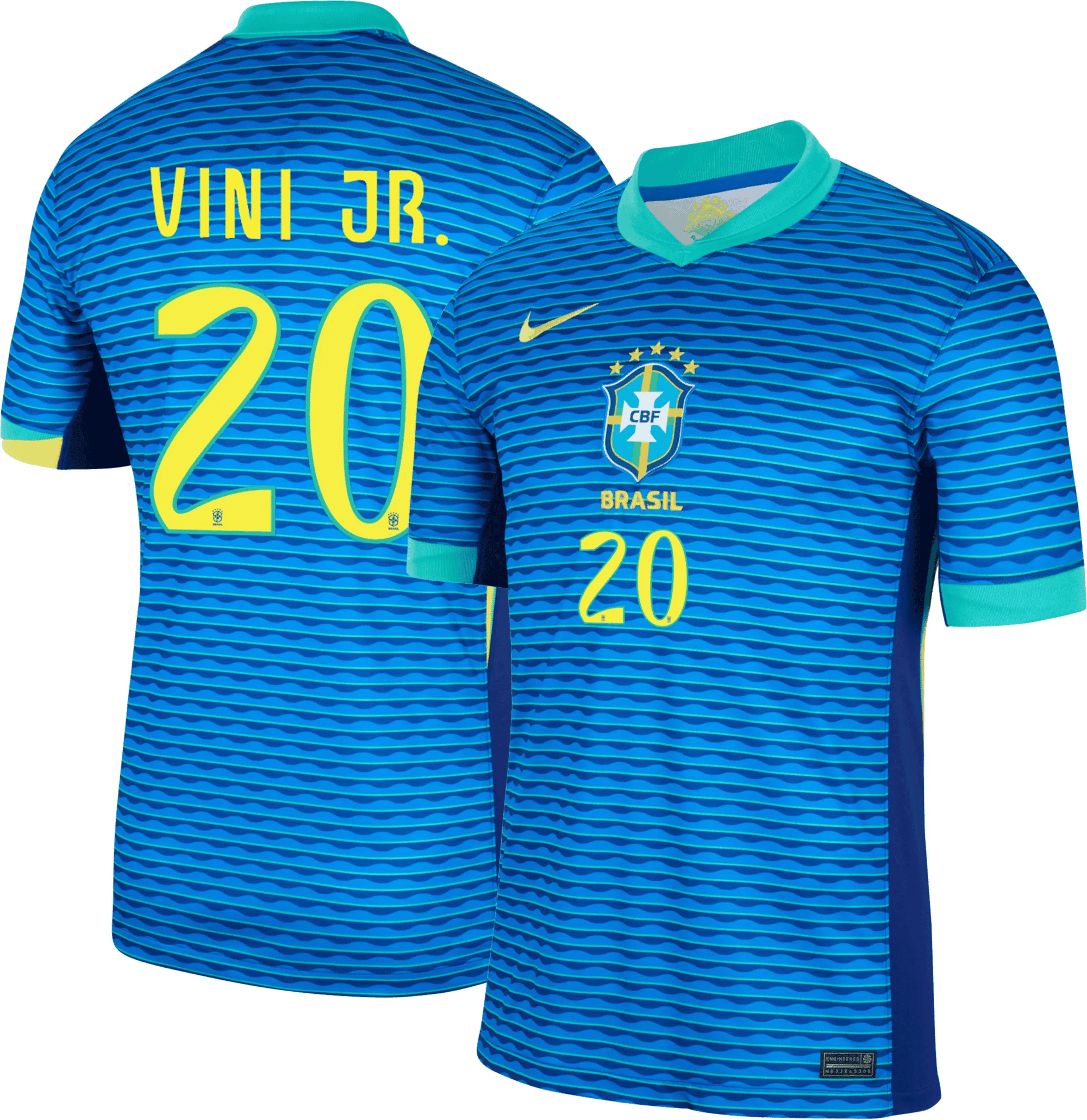 Vinicius Junior 20 Brazil 2024/25 Stadium Away Football Jersey – Men Blue